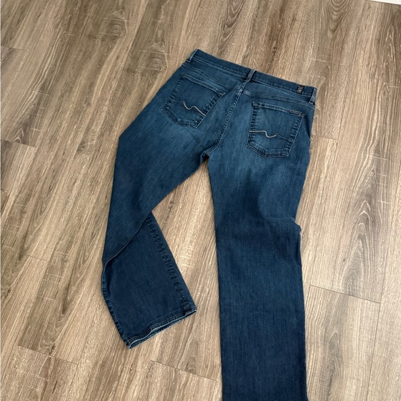 7 For All Mankind Men's Dark and Medium Blue Straight Jeans - Picture 6 of 13